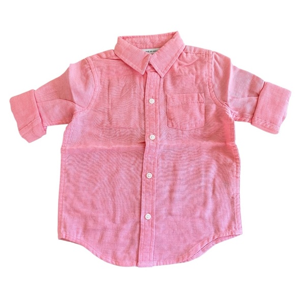 Janie and Jack Pink Roll Cuff Oxford Dress Shirt Button Up Toddler Boy 2T NWT - Picture 2 of 6